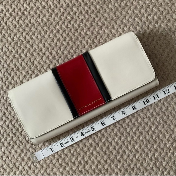 Liviana Conti Italian Leather Clutch – White with Red Stripe | NWOT - Picture 11 of 13